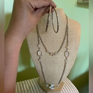 Elegant Silver Necklace and Hoop Earring Set